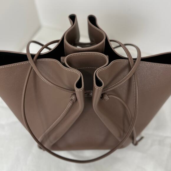 Yuzefi Mochi Large Tote Bag Brown Leather Designer Contemporary Minimalist - Picture 8 of 16